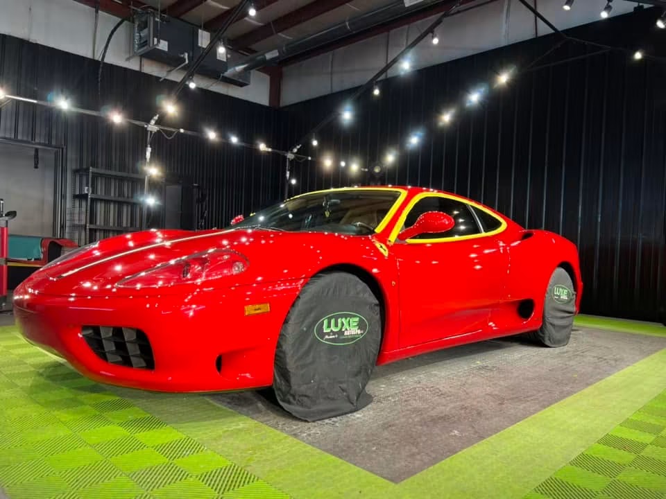 Red Ferrari with a showroom finish